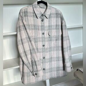 VINCE Grey Plaid Utility Coat Jacket - XL